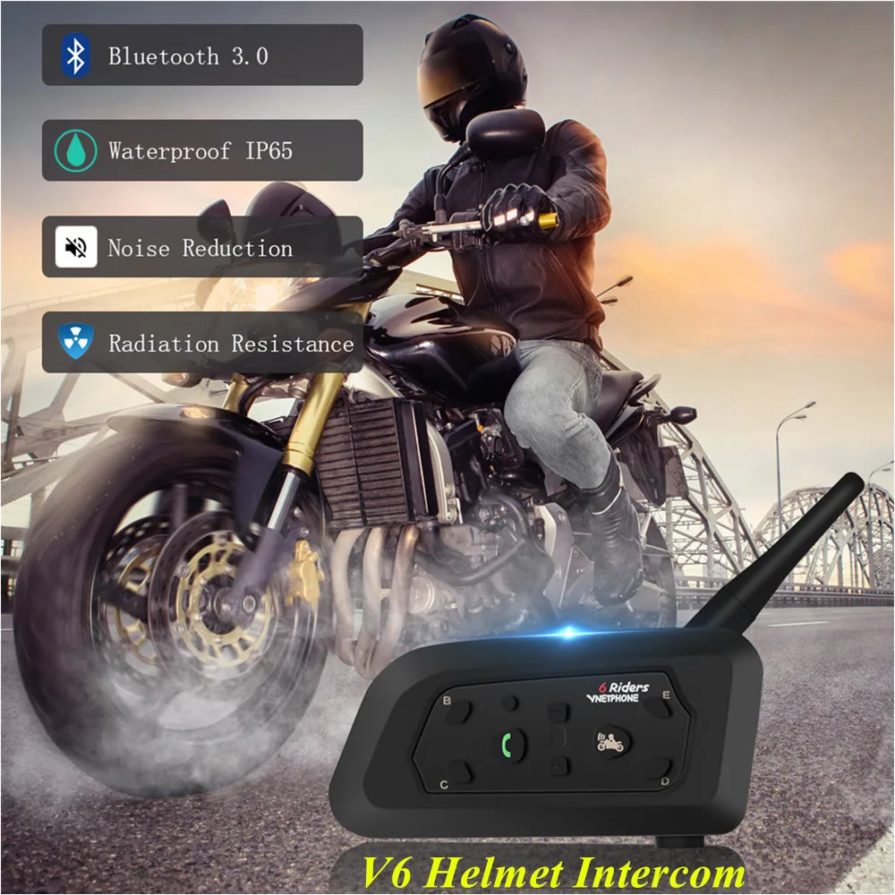 Многофункциональный V6 мотоциклетный шлем Интерком 1200 м Bluetooth гарнитура для шлема для 6 всадников беспроводное переговорное устройство Moto PM3 gps
