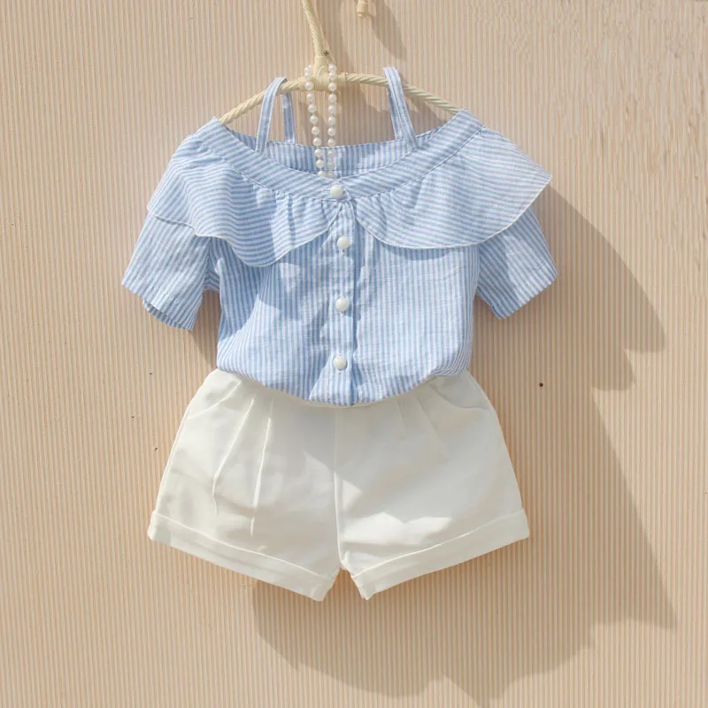 Летняя одежда для маленьких девочек комплект одежды детская детей футболка
