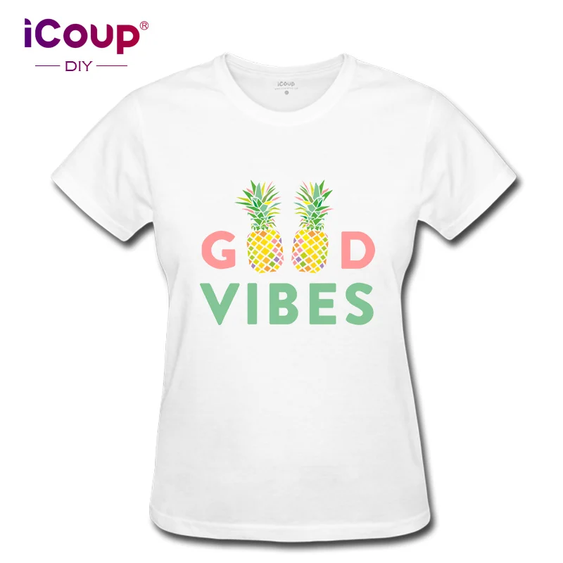 ICoup Женские Хорошие VIBES ананасы 100% хлопок короткий рукав | Женская одежда