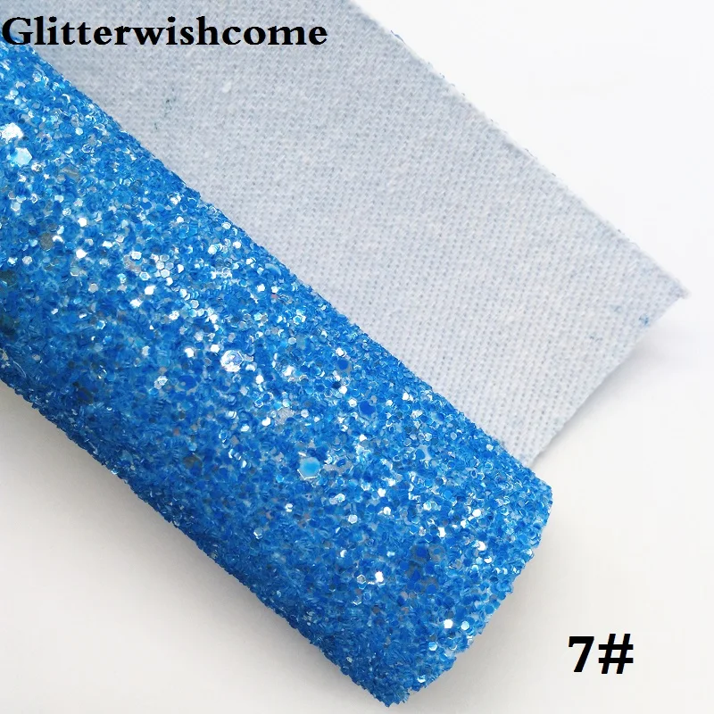 Glitterwishcome 21X29 см A4 размер винил для луков Кристалл Толстый блеск кожа ткань винил для луков, GM128A - Color: 7