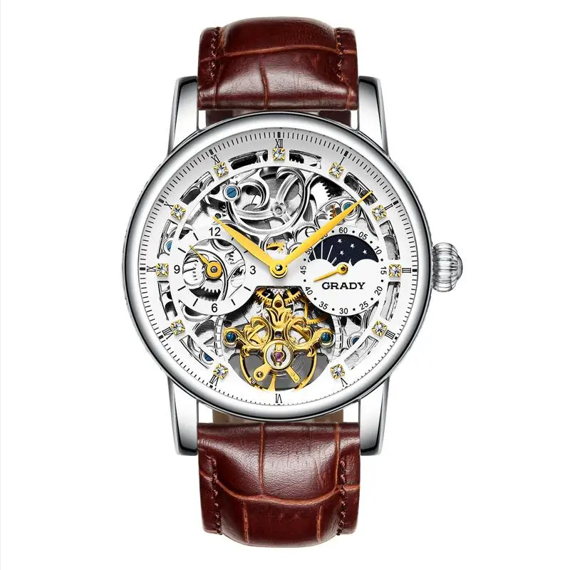 Tourbillon Бизнес мужские часы лучший бренд класса люкс противоударный
