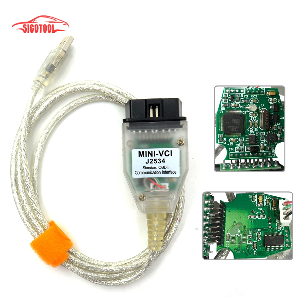 10000 одинарный кабель Mini-VCI J2534 для TOYOTA TIS Techstream V12.00.127 диагностический MINI VCI с чипом