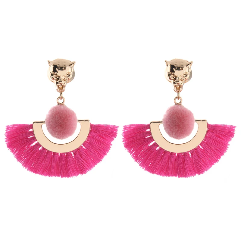 Серьги NeeFu WoFu в богемном стиле с кисточками большие серьги гвоздики виде Помпона