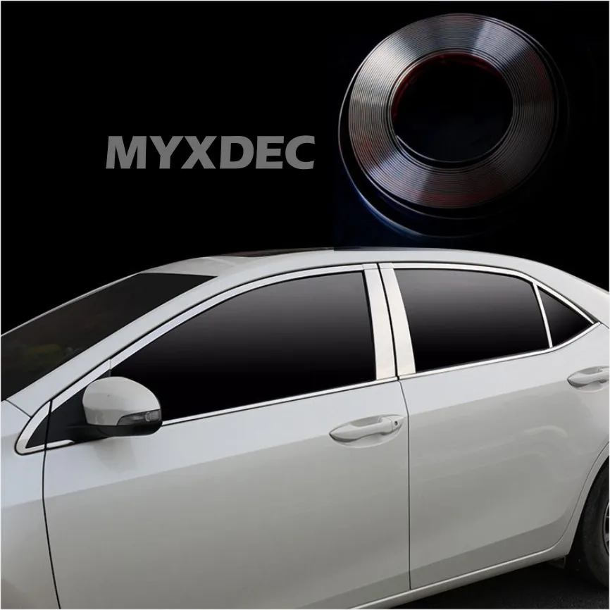 MYXDEC, 6 мм-30 мм, автомобильная декоративная хромированная полоска, наклейка, серебро, авто стиль, Формовочная отделка, Полоска, авто тело, окно, Внешнее украшение