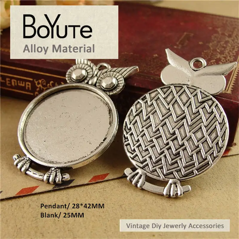 BoYuTe(10 шт./лот) металлический сплав 20 мм 25 мм кабошон основа сова кулон пустой Diy ювелирные аксессуары - Окраска металла: 25MM Blank