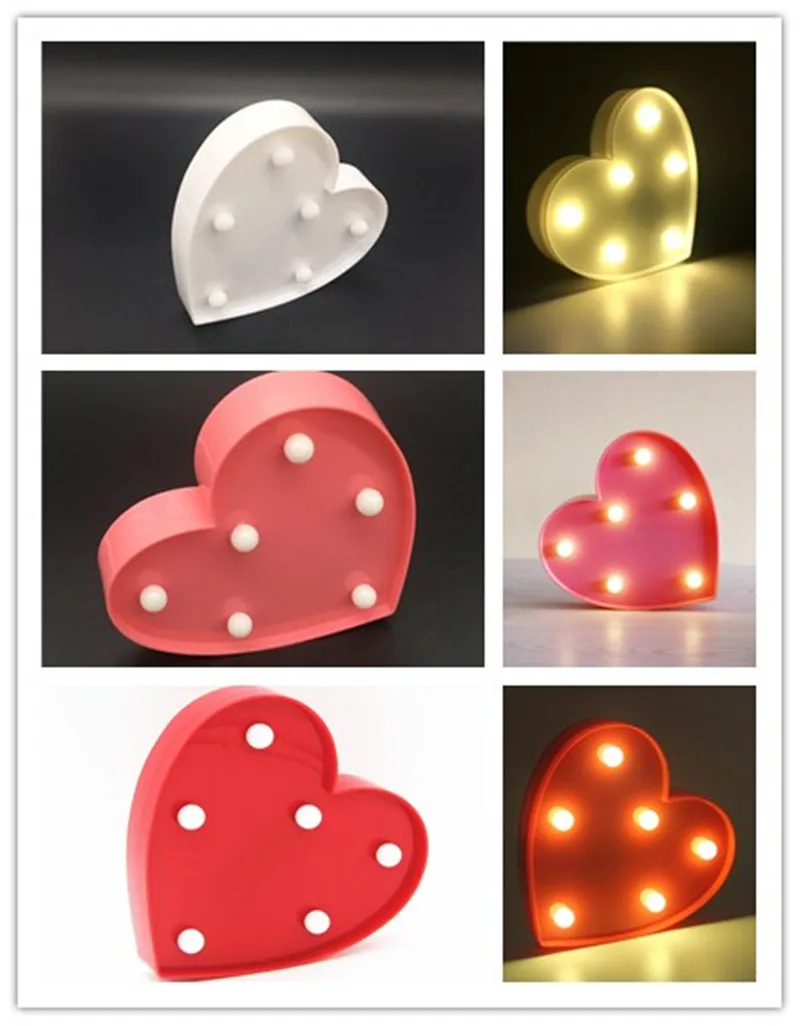 3D ночной Светильник красивый светодиодный светильник Marquee Love Heart с пультом