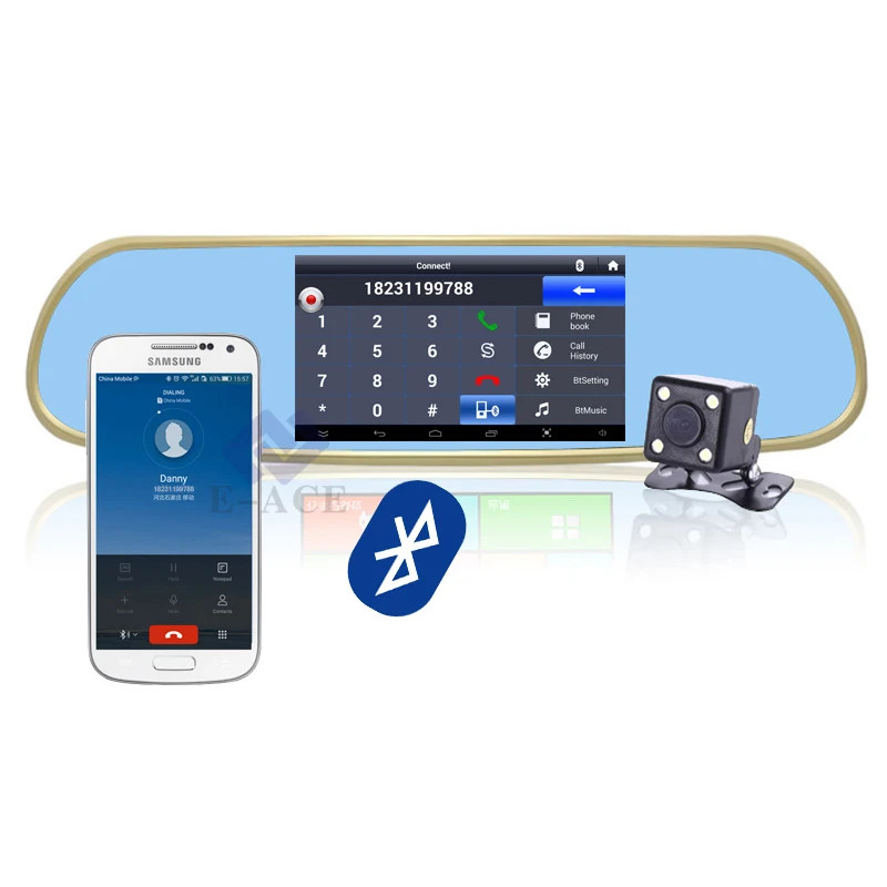 GPS Навигатор Зеркало Автомобильный Видеорегистратор С Bluetooth с Разрешением Full HD WI