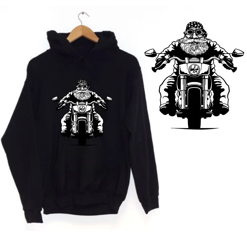 

Motorcycle Helmets Man Ironing on Heat Transfer Printed Patches Stickers for Clothes T-shirts Washable DIY Patches Appliques