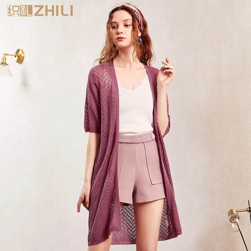 

ZHILI Spring 2019 Womens Lightweight Short Sleeve Open Front Long Cardigan