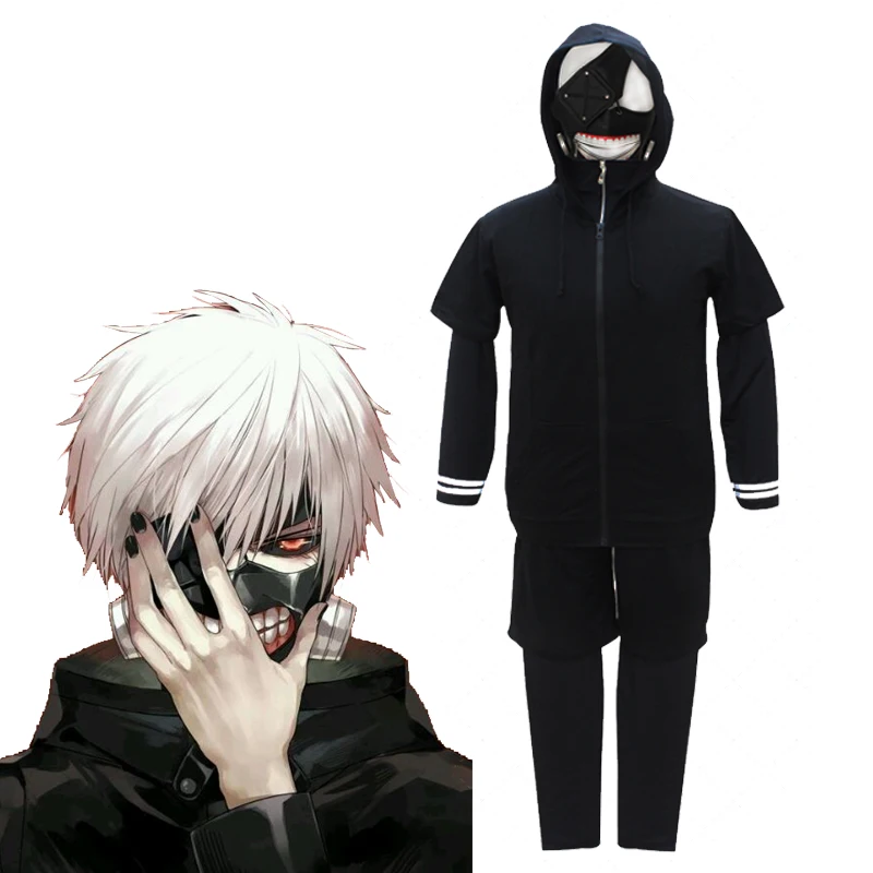 Аниме Токийский Гуль толстовки Косплей Kaneki костюм Кен короткий топ с длинными