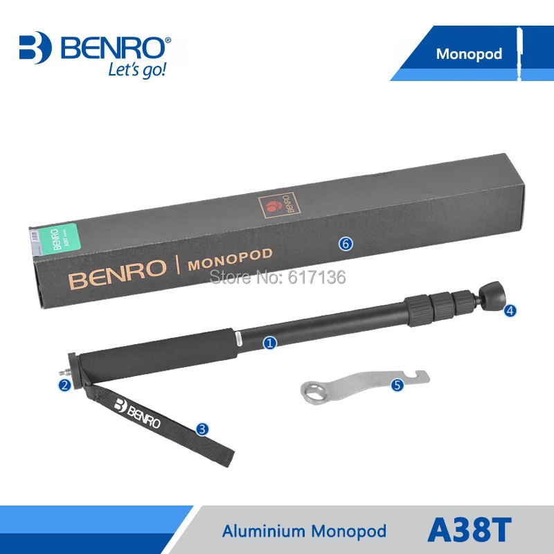 BENRO A38T монопод Профессиональные алюминиевые Моноподы Для камеры без 3 ножного