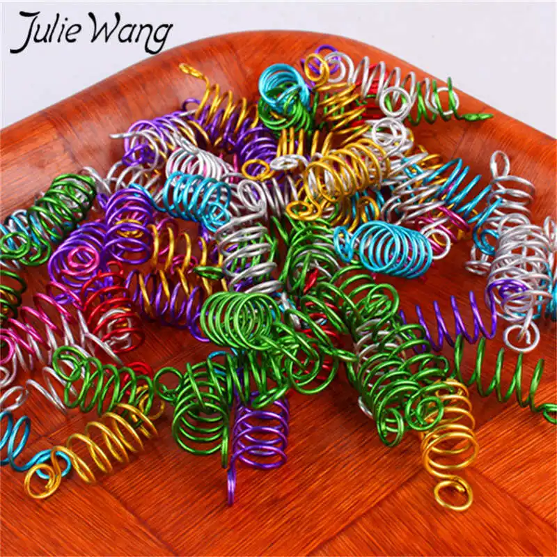 Julie Wang 10 шт. разноцветные оплетки Дред бусины манжеты зажимы спиральные крутые
