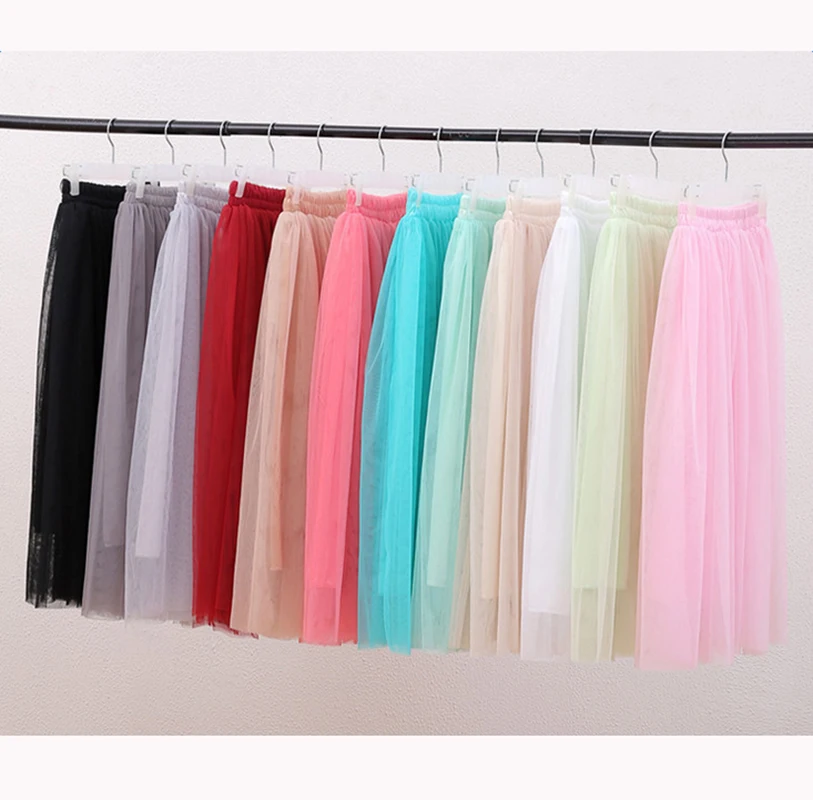 Women High Waist Mesh Long Skirt Flared Ball Gown Skater Maxi Tutu Tulle Skirts Womens saia longa Vintage faldas | Женская одежда