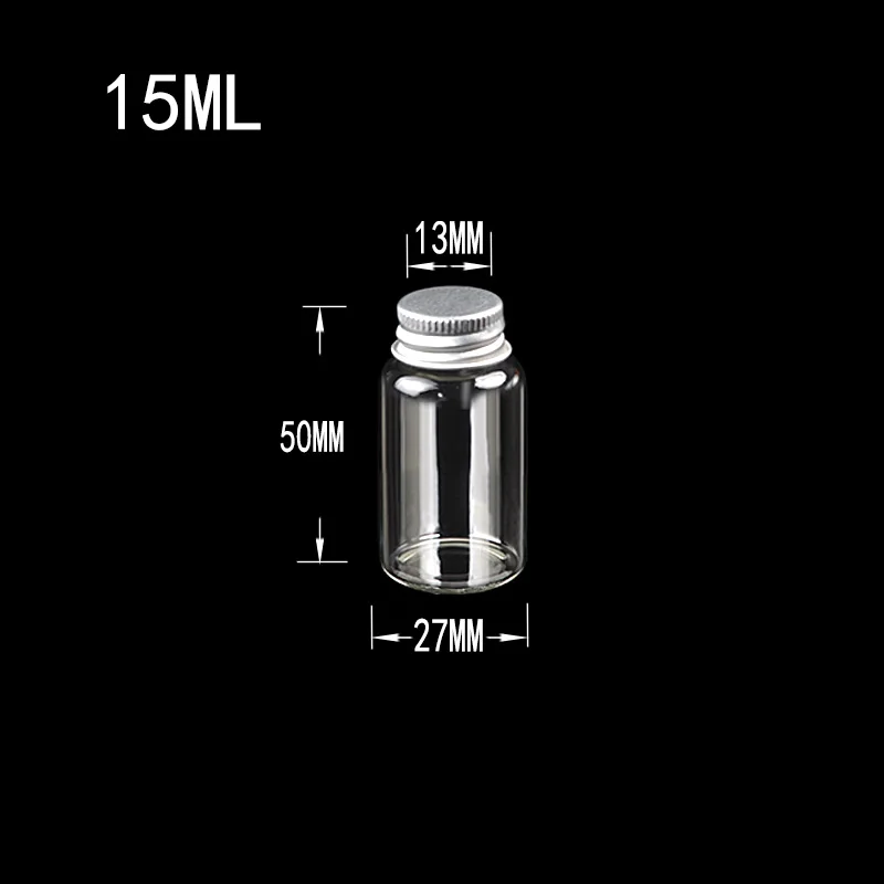 15ml-aluminium Cap 8 мл 15 мл 20 мл 25 мл стеклянные бутылки из алюминия на шарнирах крышка банки Декор бутылки свадебный подарок конфетный таблеточный контейнер для чая, 12 шт - Цвет: 15ml-aluminium Cap