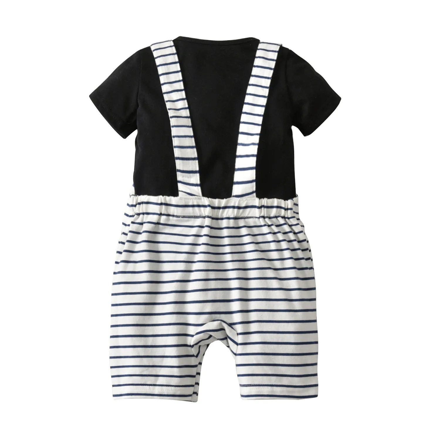 19B052 Children's set European and American boy tie round collar T-shirt striped strap hat gentleman three-piece |