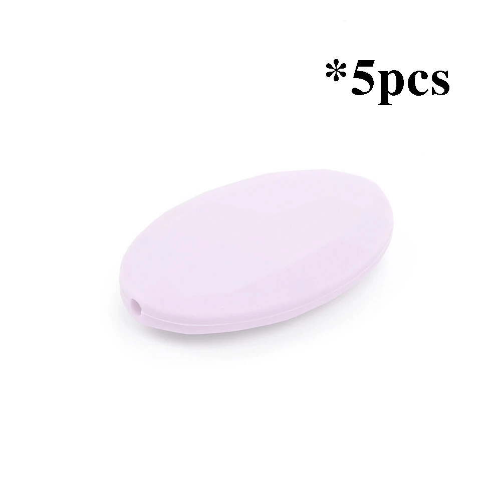 lavender fog LOFCA 5 шт. плоские овальные бусины для прорезывания зубов Силиконовые Детские Прорезыватели для кормления diy жевательные Бисероплетение жемчужное ожерелье ювелирные изделия - Цвет: lavender fog
