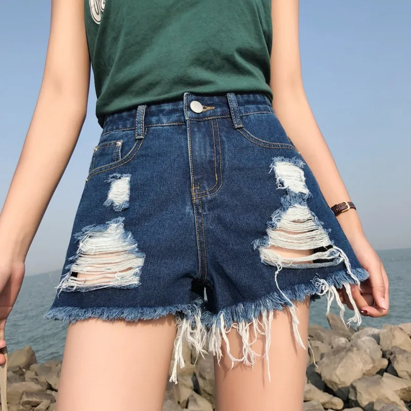 Women's Junior Ripped High Rise Frayed Hem Stretchy Distressed Jeans Shorts Summer 2019 Fashion Denim C315 |