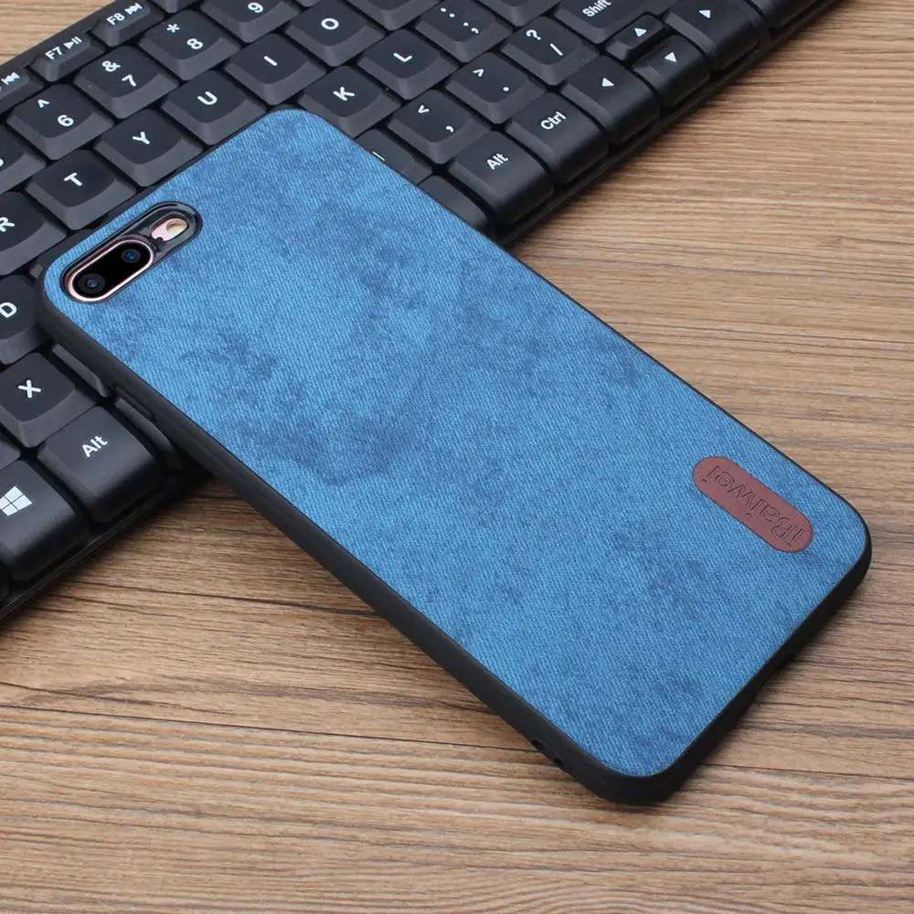 Деним чехол для iPhone 7 8 Plus ультра тонкая ткань узор телефона Модные Простые задняя