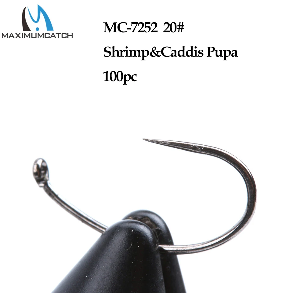 20 Maximumcatch MC-7252 100 шт. креветки и Caddis Pupa глаз-вниз мухобойка крючок для ловли рыбы-дружественные барберсы 10#/12#/14#/16#/18#/20# мухобойка - Цвет: 20