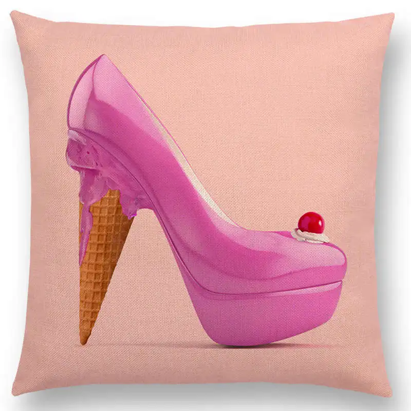 Pink Dream Colorful Fantasy Sexy Color Party High Heel Lipstick Candy Coffee Smoke Good Cushion Cover Sofa Throw Pillow Case | Дом и сад
