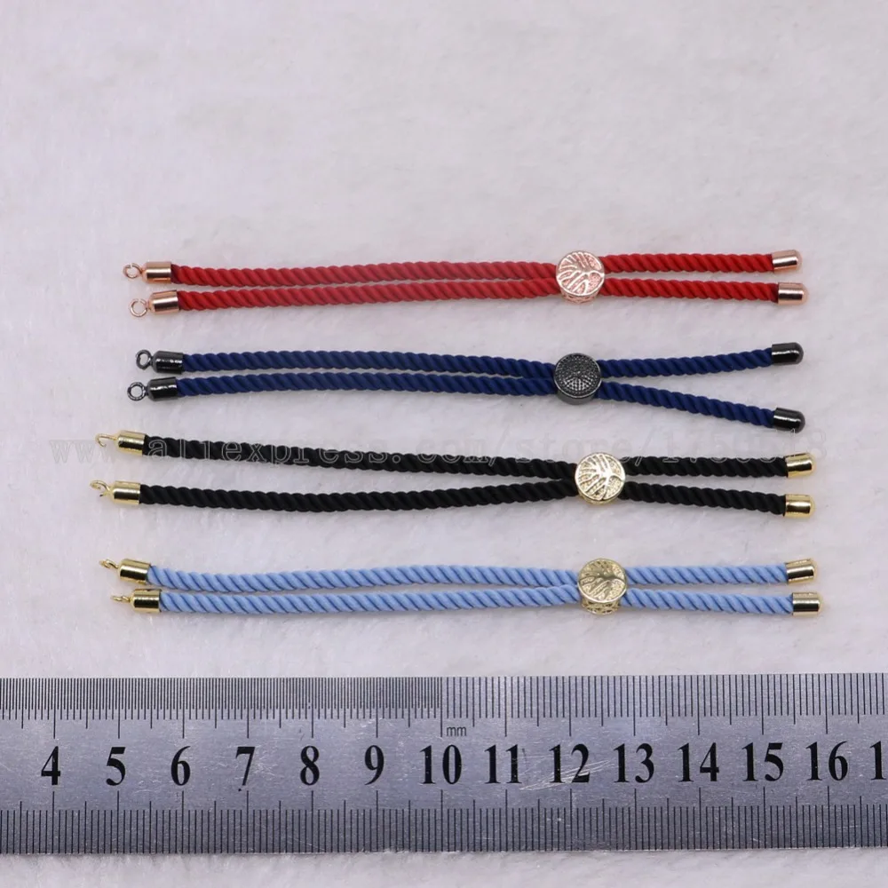 

10 pieces Nylon Bracelets chain jewelry finding crafted blue color mix metal beads box adjustable Gems jewelry findings 3274