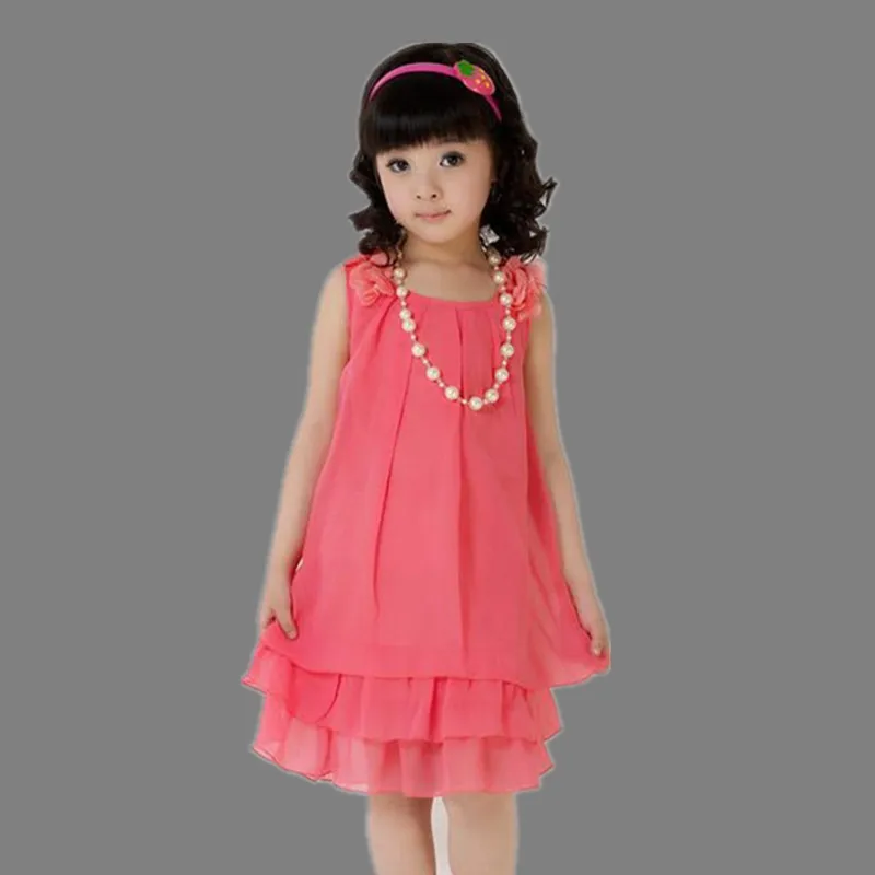 Свет детей одежда девочки сарафан лето 2016 шифоновое платье красный желтый 7 8 9 10 11