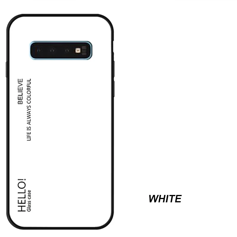 Градиентный чехол из закаленного стекла для VIVO V 11 7 Plus Y 85 97 67 93 91 75, чехол Aurora, цветная стеклянная задняя крышка для телефона, чехол Fundas - Цвет: Белый