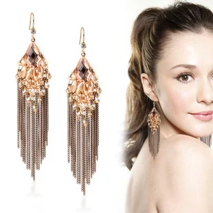 серьги с камнями Чешские удлиненные преувеличены кисточкой для женщин ювелирные