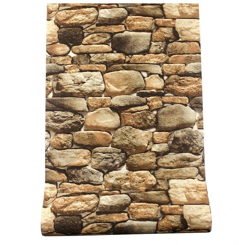 

Stone Wallpaper 3D Embossed PVC Imitation Rock Brick Wall Paper Rolls Restaurant Cafe Hotel Background Wall Waterproof Wallpaper