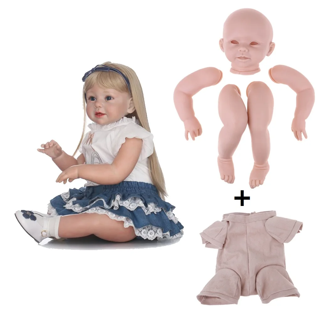 

Blank 28 inch Reborn Kit Head 3/4 Arms Full Legs Mold & Cloth Body Baby Newborn Doll Kids Birthday Gift