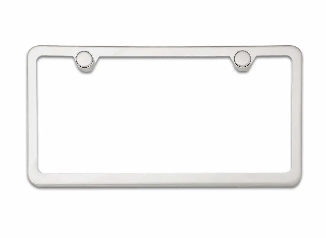2 Pcs Slim Bottom US Standard Polished Stainless Steel License Plate Frame Screw Caps Included(Chrome) | Автомобили и мотоциклы