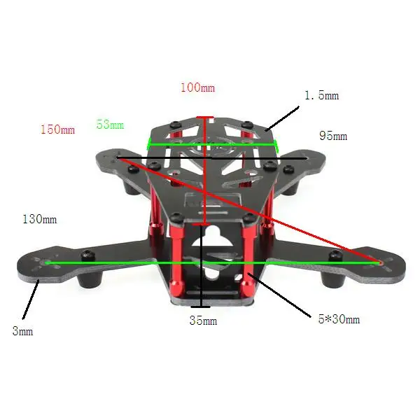 

F16895/96 DIY H150 Mini Racing Drone 150mm Wheelbase Quadcopter Carbon / Glass Fiber Frame Kit for FPV