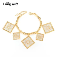 longway hot gold color bracelet with square pendant summer style charm bracelets for women pulseras jewelry sbr160110