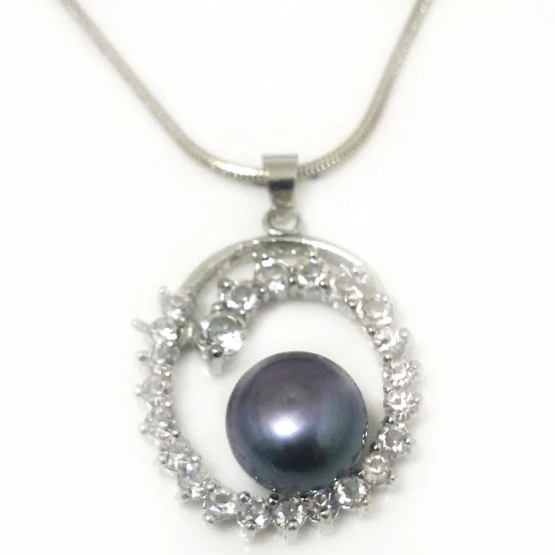 18 inches 20mmx30mmm Zirconia Circle Style 11-12mm Natural White Button Freshwater Pearl 925 Sterling Silver Charm Necklace | Украшения и