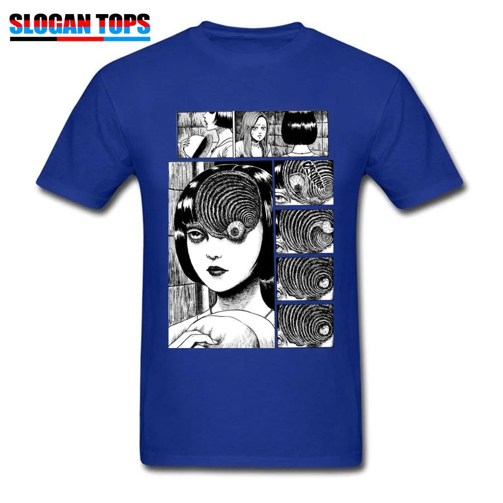 Мужская футболка Uzumaki 100% хлопок футболки Junji Ito с ужасом мангой вырезом лодочкой