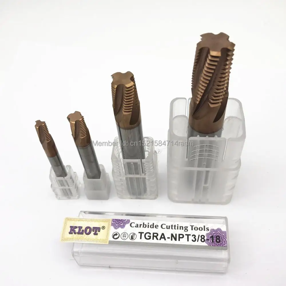Твердосплавная Резьбовая мельница KLOT HRC60 с покрытием TiCN NPT NPTF 21/2 8 * D20