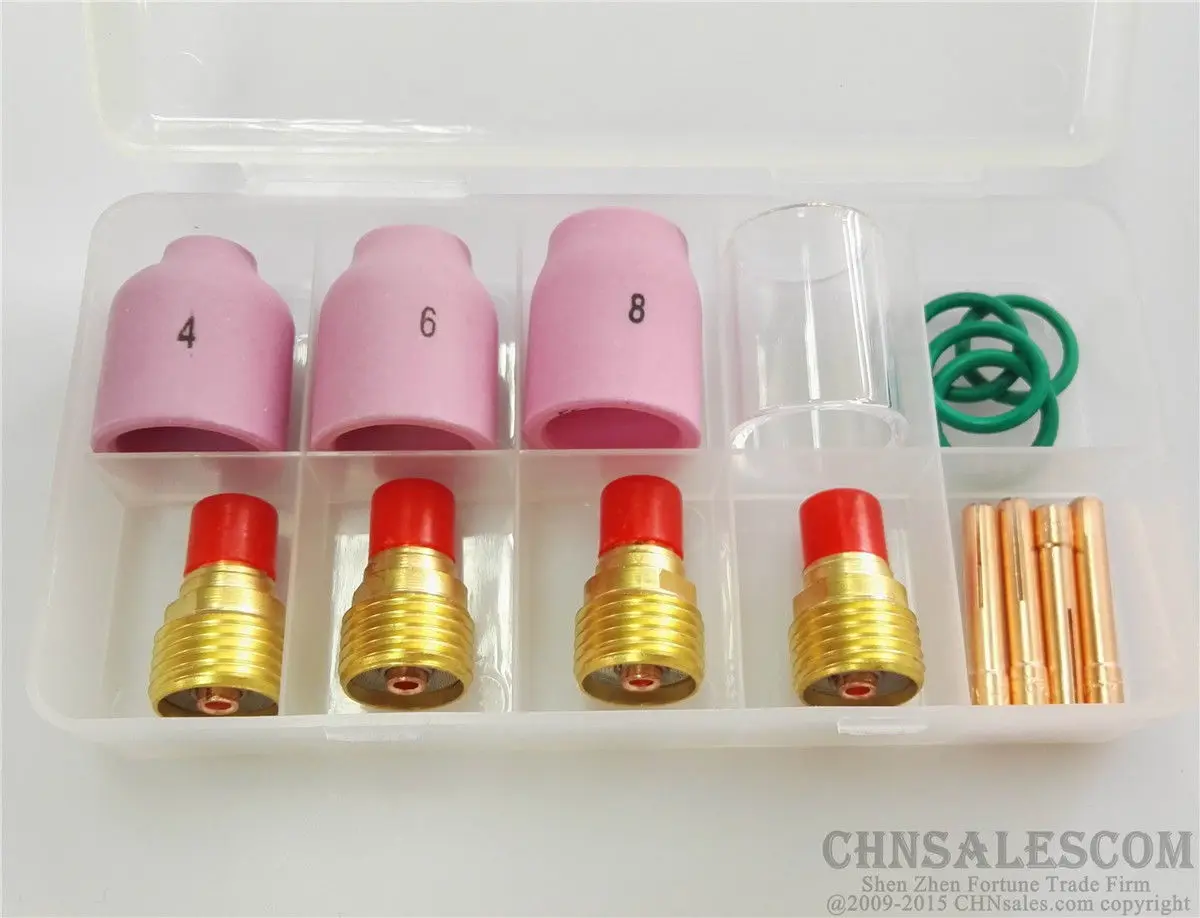 CHNsalescom 16 шт TIG сварочный газовый объектив керамический сопло и пирекс чашка набор