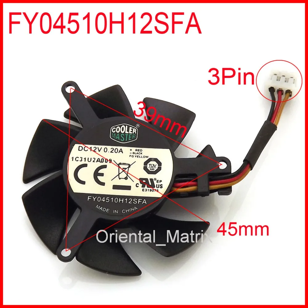 

FY04510H12SFA 45mm 12V 0.2A 3Wire 3Pin For MSI R6450 6570 6670 V5 Graphics Card Cooler Cooling Fan