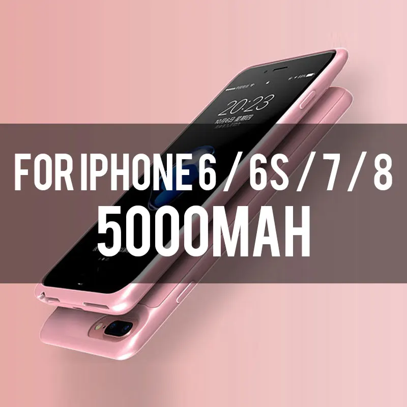 4.7inch Rose 5000 Чехол для аккумулятора для iPhone X XS, мягкий тонкий внешний аккумулятор, чехол для iPhone 6, 7, 8, 6S Plus, внешний аккумулятор, зарядное устройство, чехол для iPhone - Цвет: 4.7inch Rose 5000