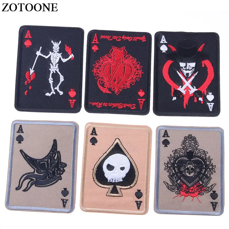 ZOTOONE вышивальный Знак карты покер туз пик патчи армейская Тактическая Военная