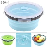 portable eco friendly circular silicone bowl scalable colorful folding lunchbox bento box 3505008001200ml with silicone plug