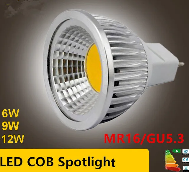 Новая высокомощная светодиодная лампада MR16 GU5.3 COB 6 Вт 9 12 с регулируемой яркостью