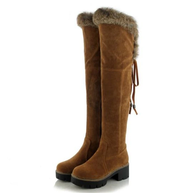 Women Boots Autumn and winter New style fashion Rabbit's hair Non-slip High-heeled Cashmere Keep warm Winter boots size 34-43