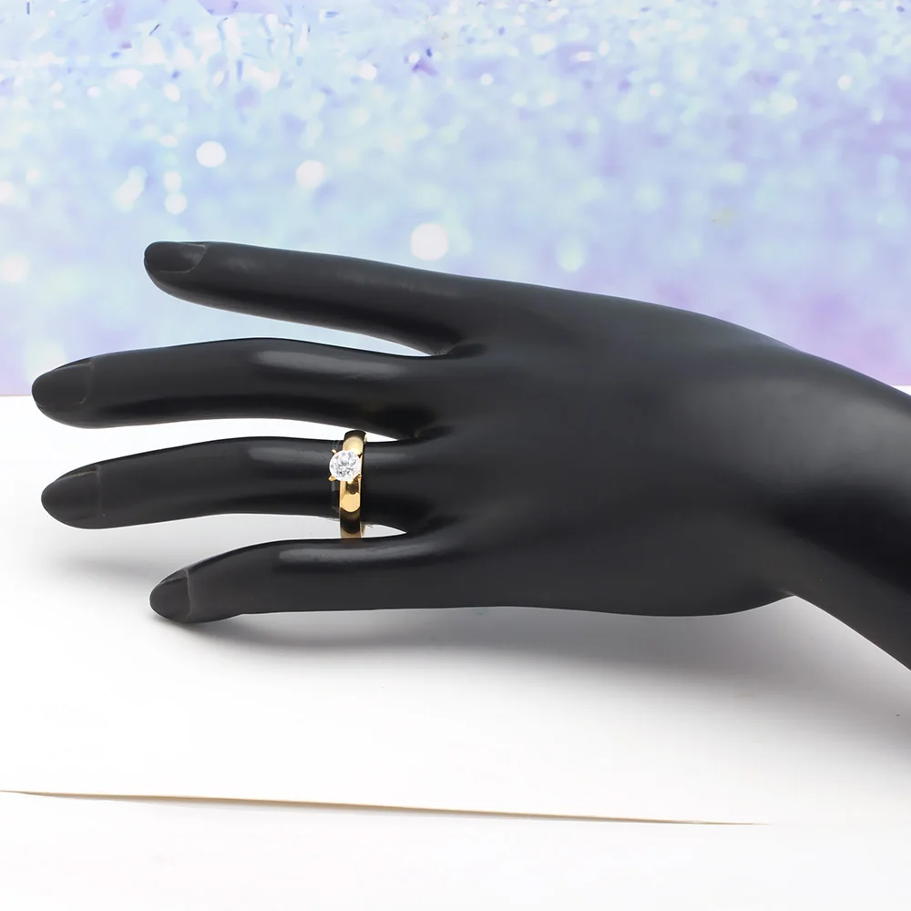 Женское кольцо из нержавеющей стали с белым цирконом 4 мм|finger ring|stainless steel ringbrand rings