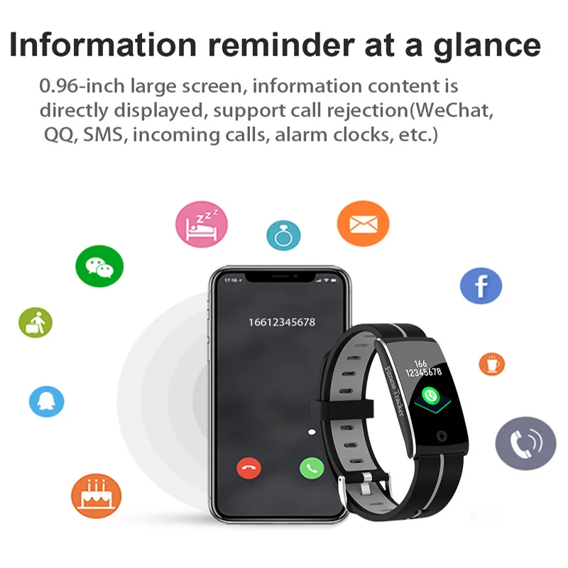 F10C Fashion Smart Watch Wristband Heart Rate Monitor Sports women Bracelet Waterproof Bluetooth Wristwatch Band | Электроника