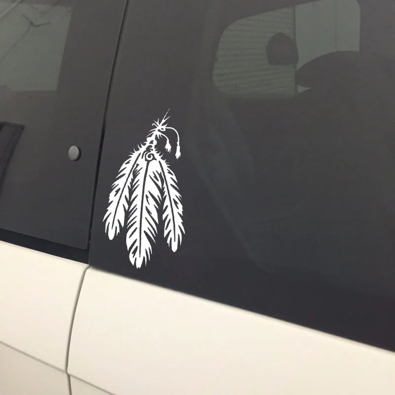 

QYPF 8.1cm*15.8cm Tribal Feather Fashion Car Window Sticker Decal Black Silver Vinyl Car-styling C15-1093