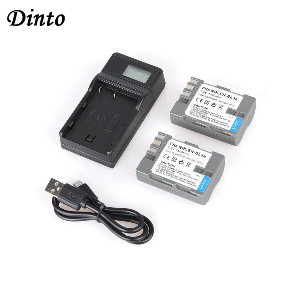 Dinto 2 шт. EN EL3E ENEL3E RU 1500 мА/ч Камера Батарея + ЖК дисплей Дисплей USB Зарядное