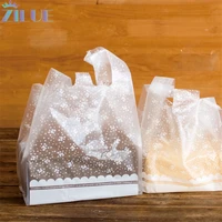 zilue 100pcslot gypsophila series transparent vest bag put bread milk tea coffee two size available plastic shopping bags