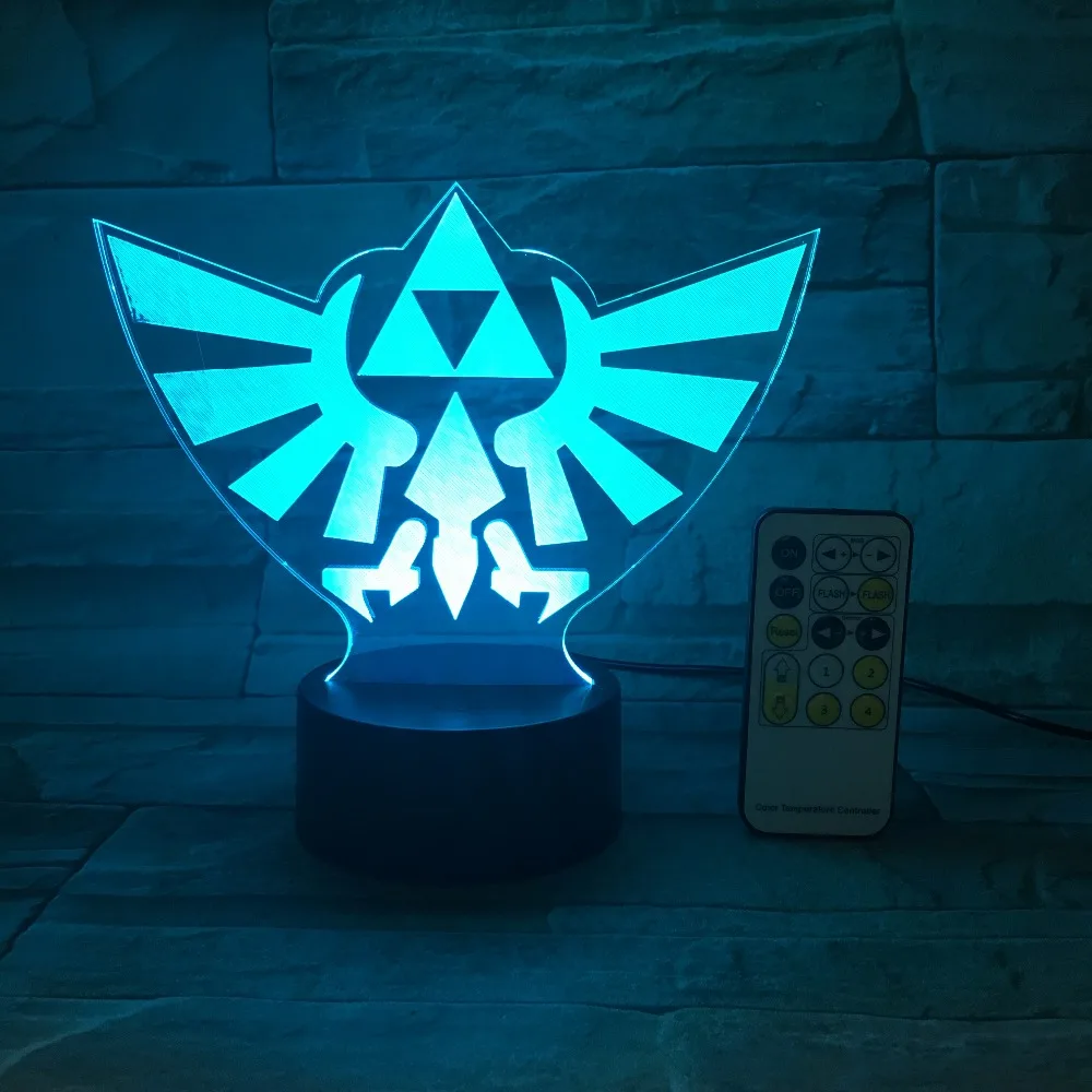 Легенда о Zeldas Треугольники 3D USB светодиодный Ночной светильник 7 Цвета иллюзия