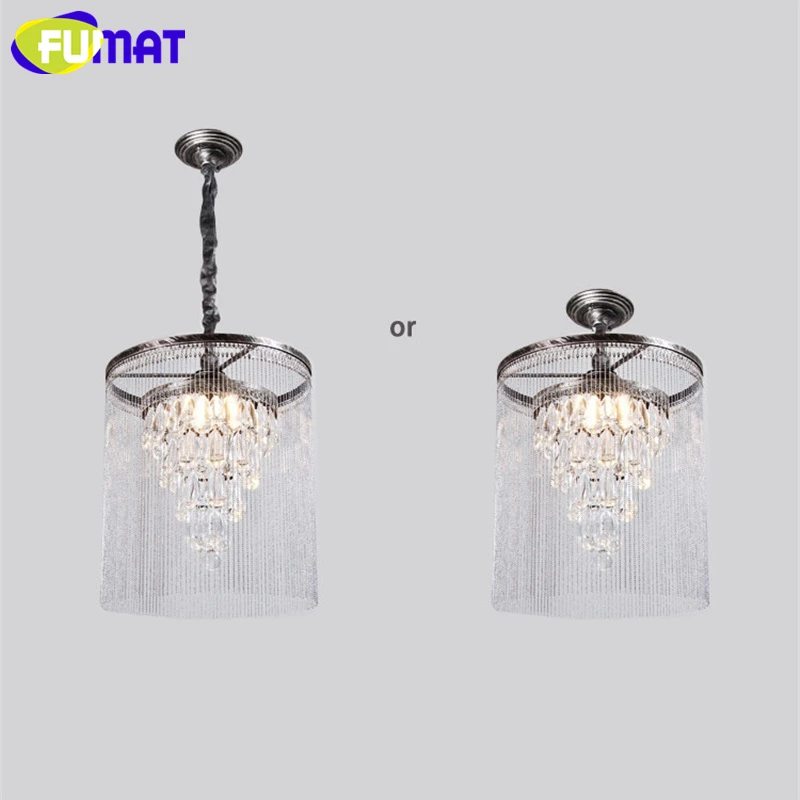 

FUMAT Crystal K9 European Loft Retro Style Iron Pendant Lamps E14 LED Skirt Shape Restaurant Light Ceiling lamp Dual Purpose